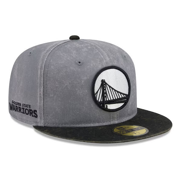 Golden State Warriors New Era Washed 59FIFTY Fitted Hat - Gray/Black